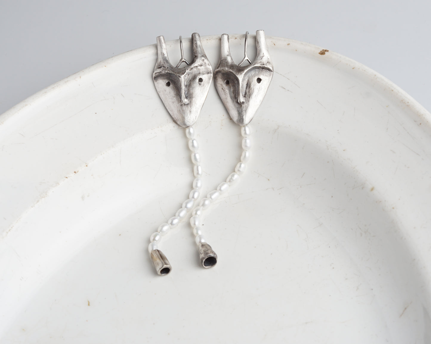Pearl Creature Mask Earrings