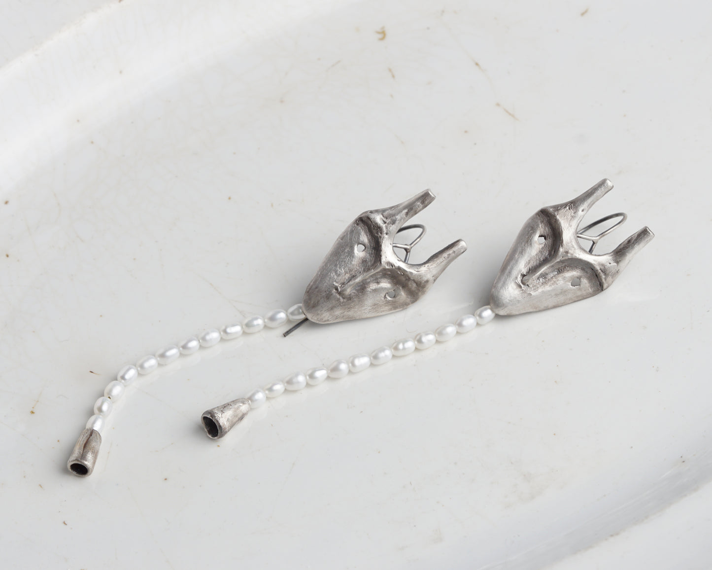 Pearl Creature Mask Earrings