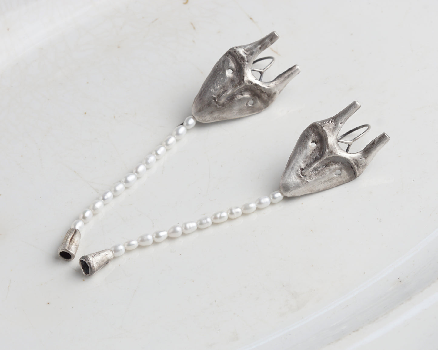 Pearl Creature Mask Earrings