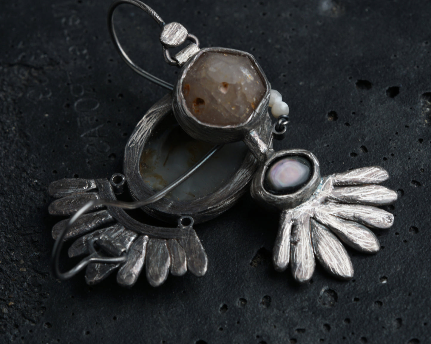 Dendritic Agate Mismatched Earrings