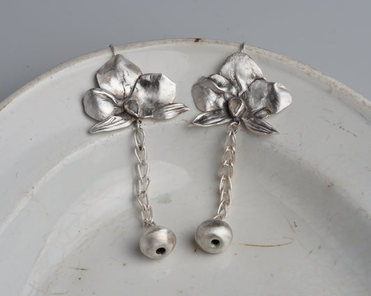 Moonlit Orchid Sphere Drop Earrings