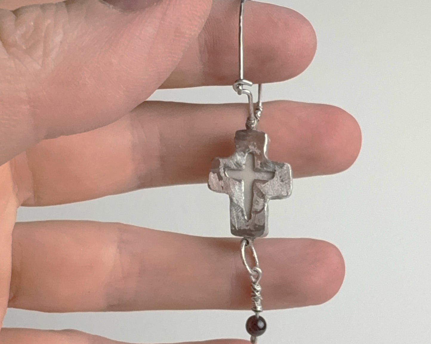 Vintage porcelain Cross earring