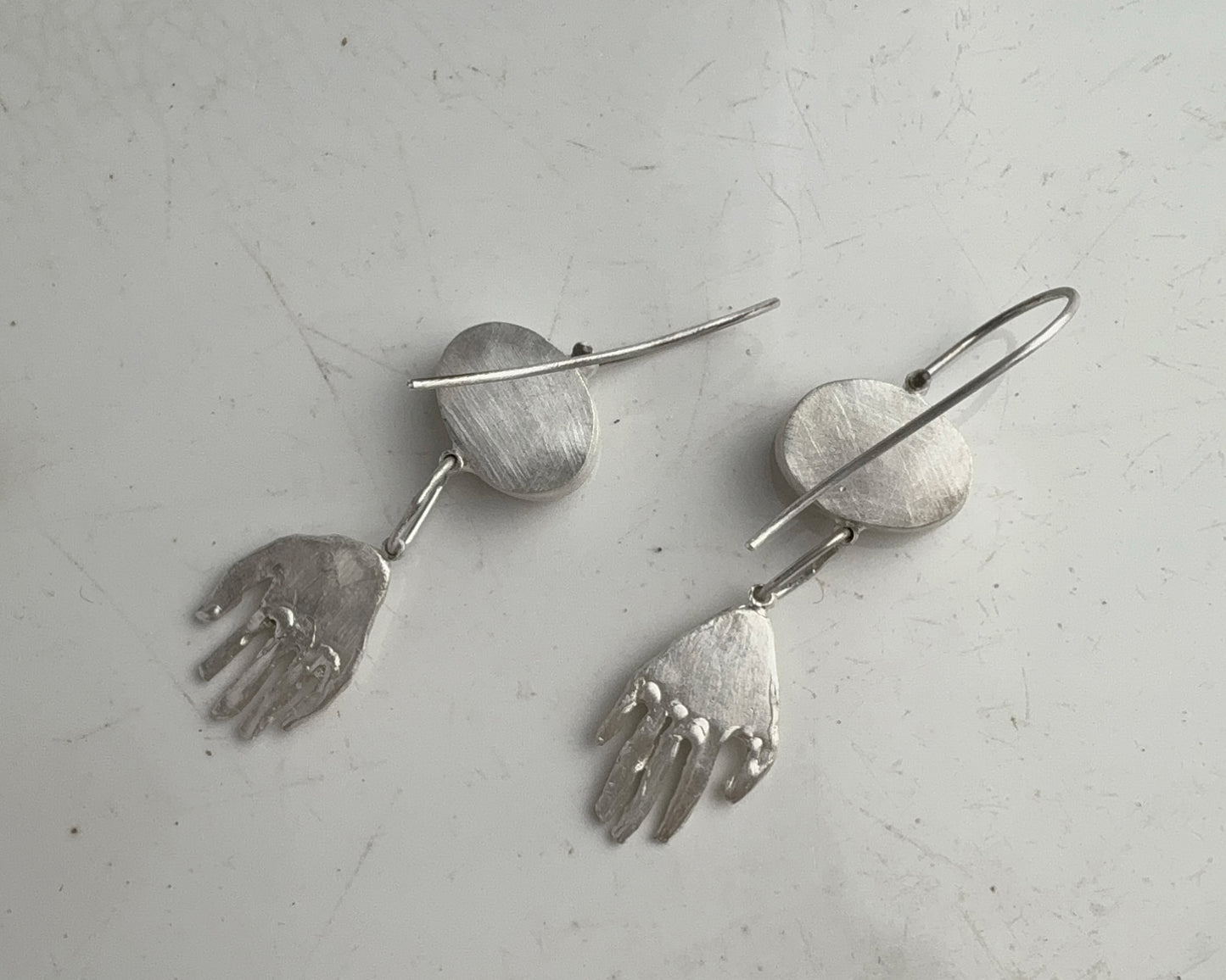 Pearl and Turquoise Silver Hand Drop Earrings