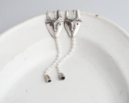 Pearl Creature Mask Earrings