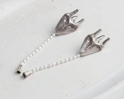 Pearl Creature Mask Earrings