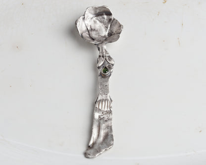 Silver Spoon with Green Tourmaline