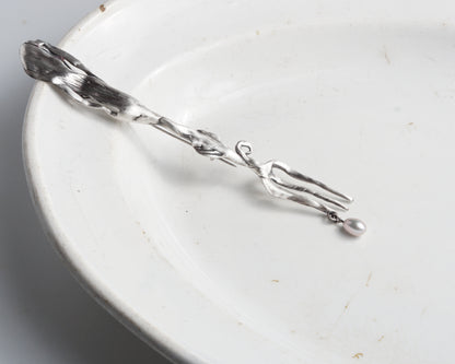 Oyster Fork Silver Brooch