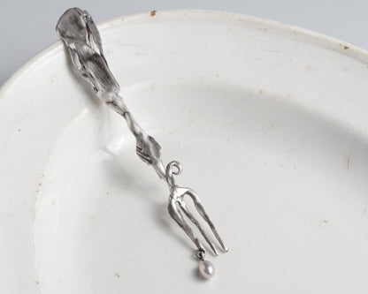 Oyster Fork Silver Brooch