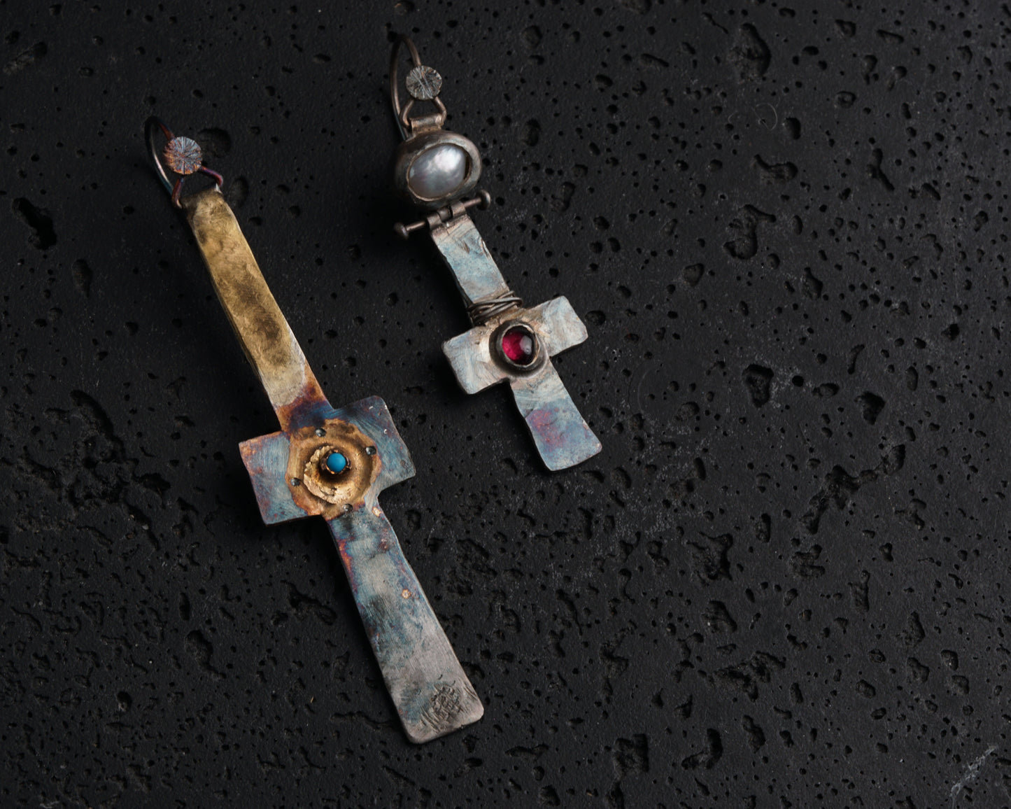 Gilded Relic Cross Earrings
