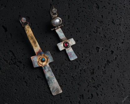 Gilded Relic Cross Earrings