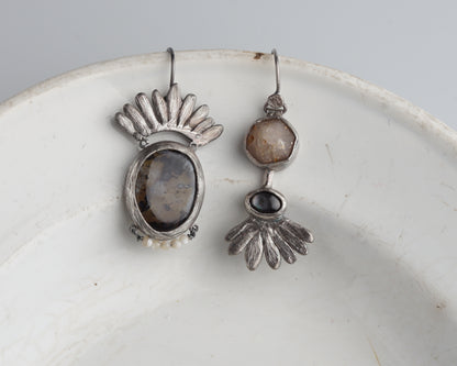 Dendritic Agate Mismatched Earrings