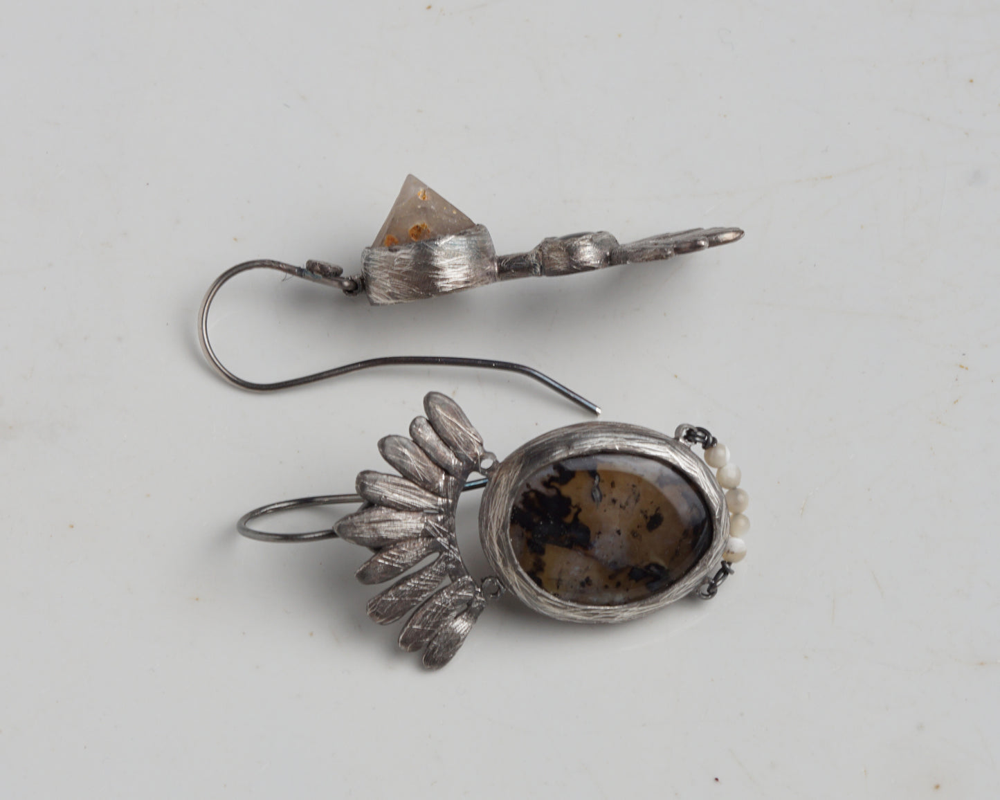 Dendritic Agate Mismatched Earrings