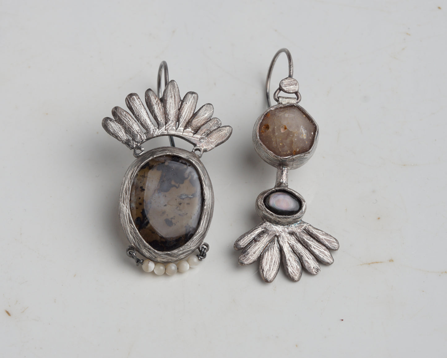 Dendritic Agate Mismatched Earrings