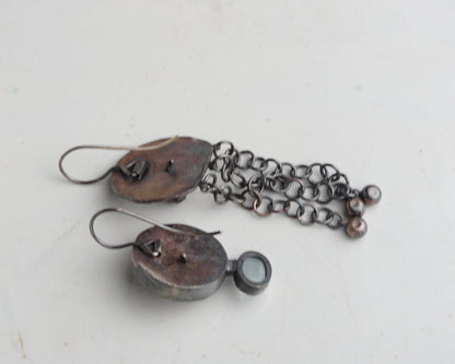 Archaic aquamarine and ruby earrings