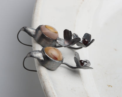 Mookaite Flora Silver Earrings