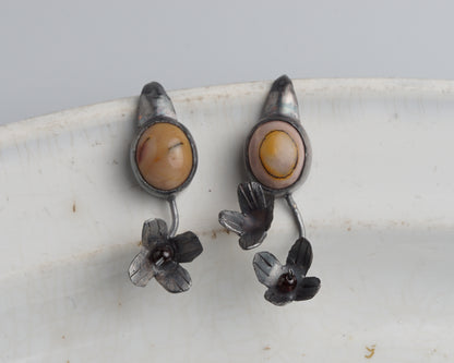 Mookaite Flora Silver Earrings
