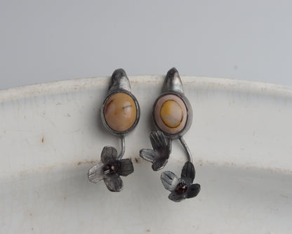 Mookaite Flora Silver Earrings