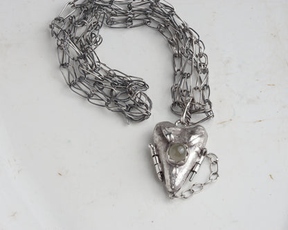 Veridian Moonstone Secret Heart Necklace