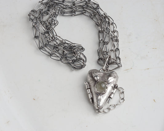 Veridian Moonstone Secret Heart Necklace