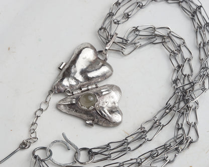 Veridian Moonstone Secret Heart Necklace