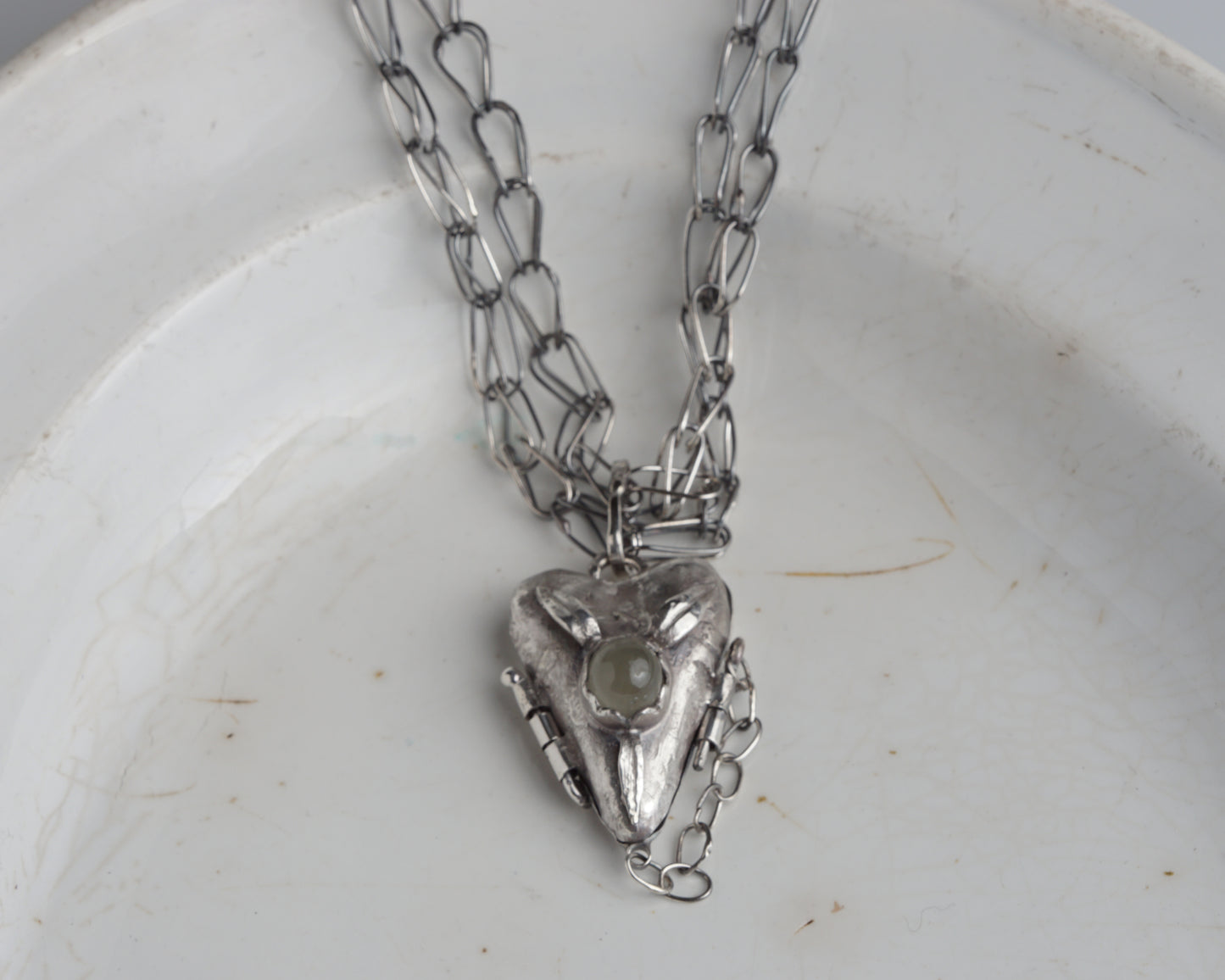 Veridian Moonstone Secret Heart Necklace