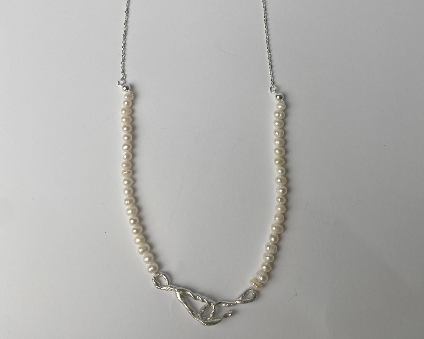 Freshwater Pearl and Sterling Silver Twist Necklace